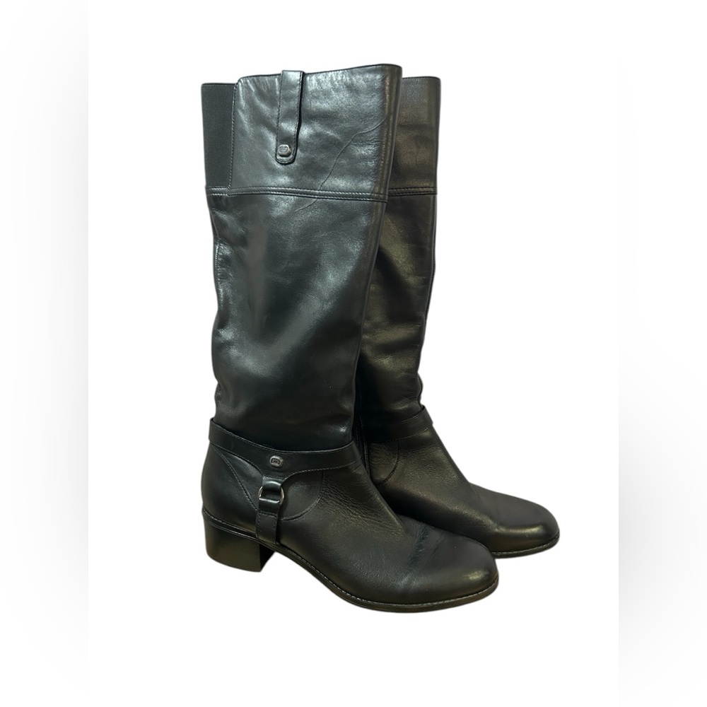 BANDOLINO Calliope women’s leather harness buckle riding boots, size 10 M